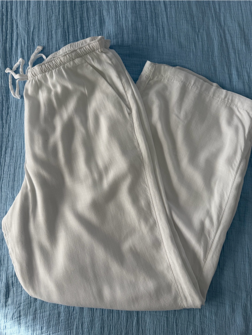 Hollister White Wide Leg Drawstring Pants